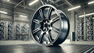 Close-up of magnesium forged wheels with a matte finish, showcasing their lightweight and durable design for high-performance vehicles.