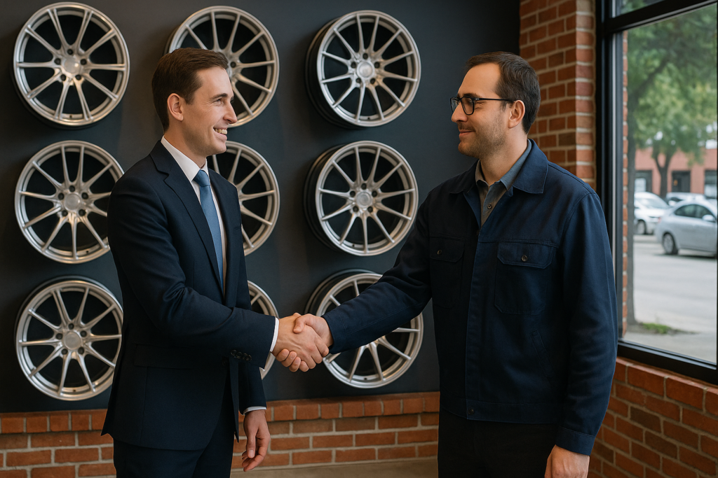 B2B buyer meeting forged wheel supplier in Poland