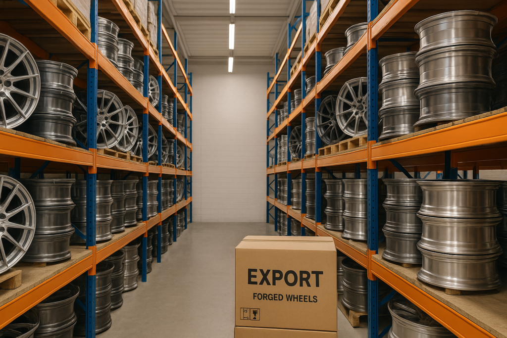 Forged wheels ready for B2B export in Portugal warehouse