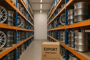 Forged wheels ready for B2B export in Portugal warehouse