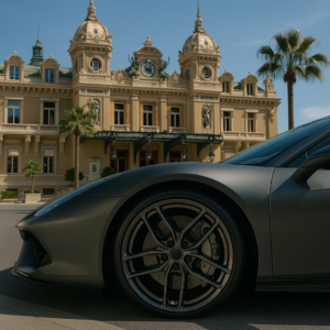 Supercar with forged wheels in front of Monte Carlo Casino