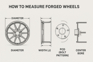Step-by-step guide on how to measure forged wheels for diameter, width, offset, PCD, and center bore