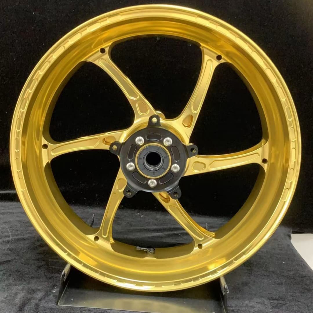 Gold forged rear wheel for KTM 790 / 890 featuring black hub and sporty 6-spoke design