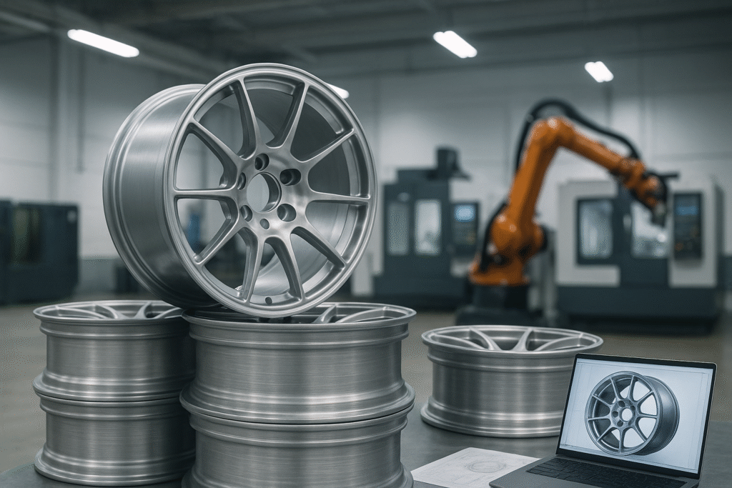 Magnesium forged wheels in a modern CNC factory