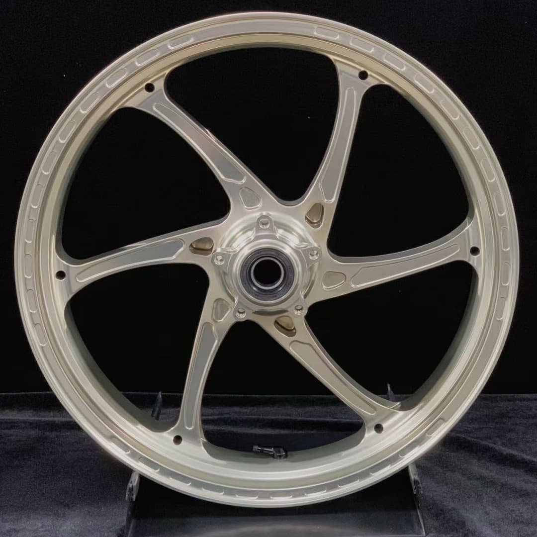 Titanium silver forged front wheel for Ducati MULTISTRADA V4 – lightweight 6-spoke structure by FLEXI Moto Wheels