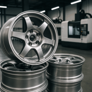 Magnesium forged wheels in a CNC factory for B2B supply