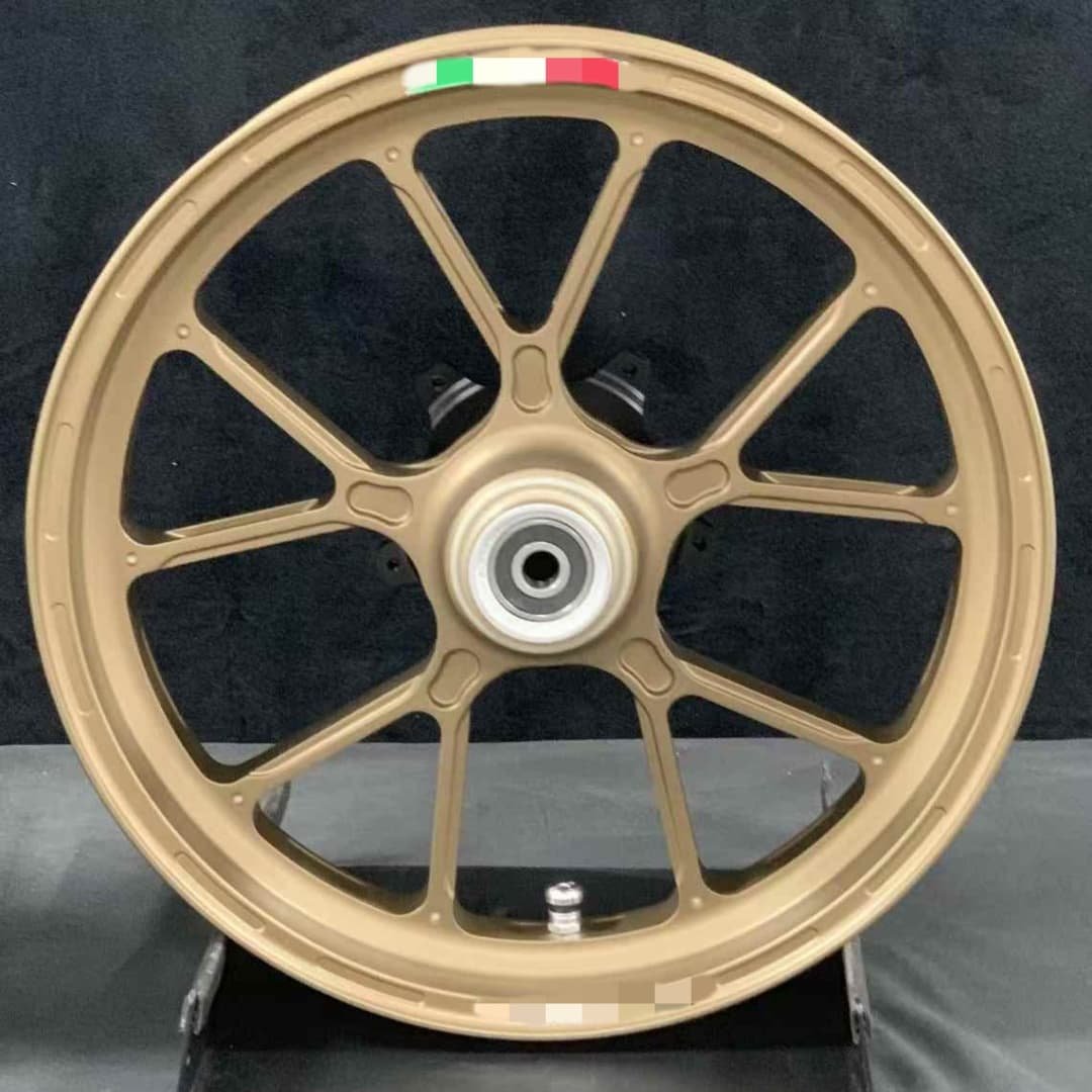 Performance forged wheel in matte bronze for Aprilia RS660 with central bearing hub