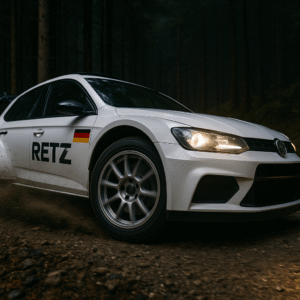 Forged rally wheels used during a gravel rally stage in Germany