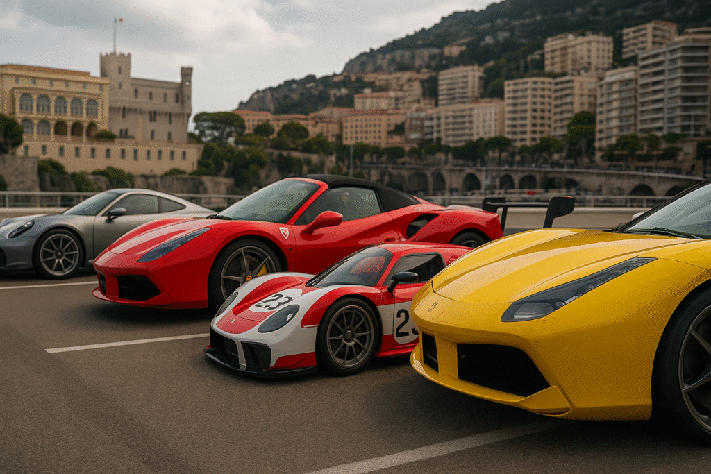 Magnesium forged wheels on luxury sports cars in Monaco