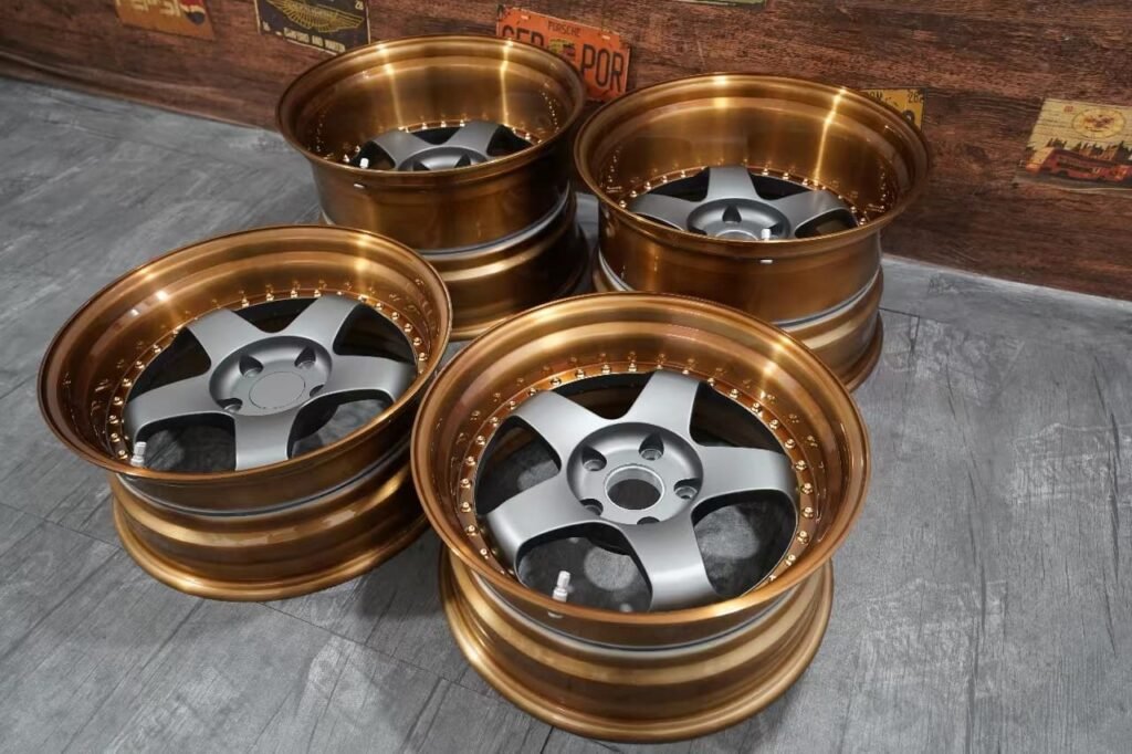 Bronze brushed forged wheels set for 2006 Porsche 977 sports car