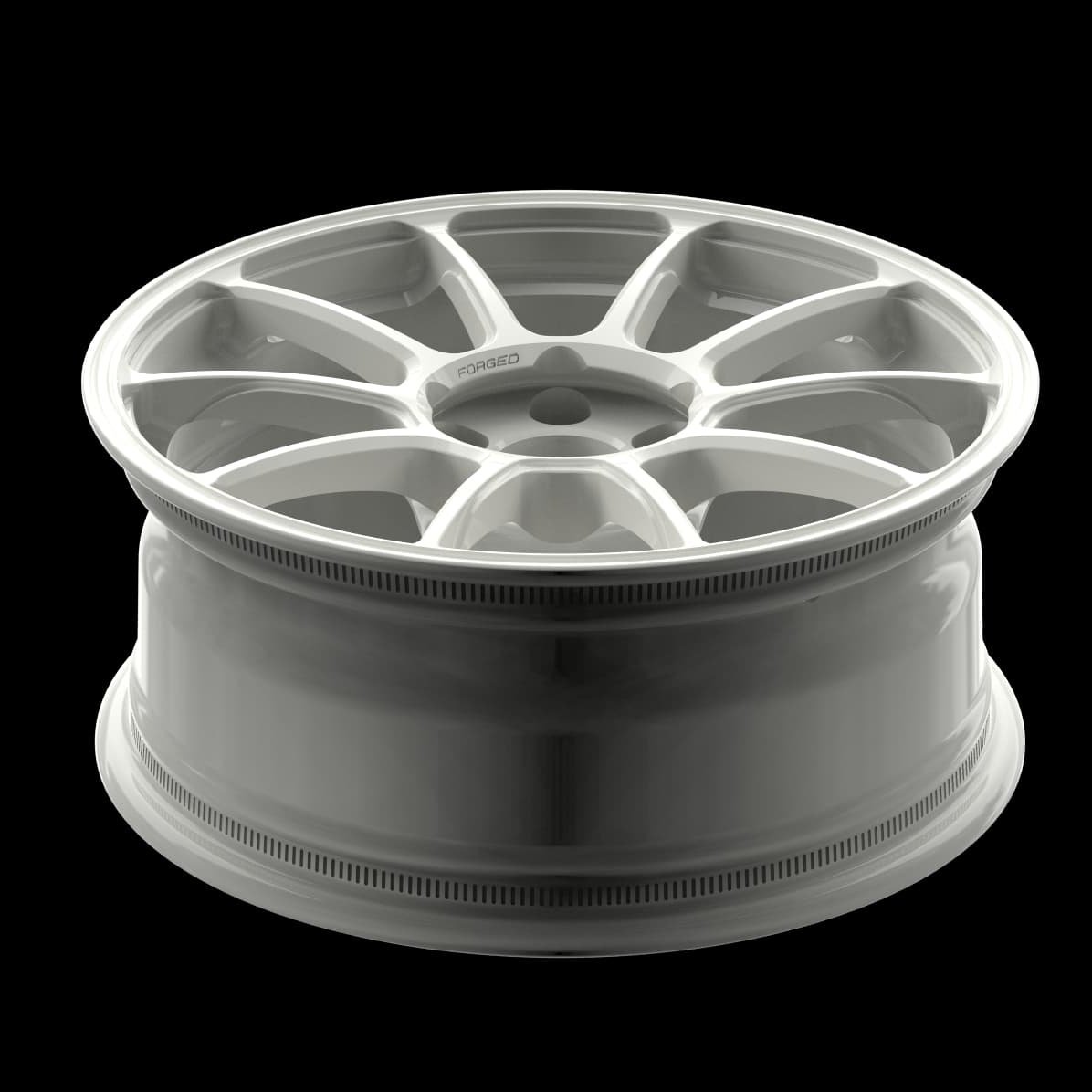 Lightweight monoblock forged rally wheel in white with reinforced bead seat, ideal for gravel and mixed-surface rally racing