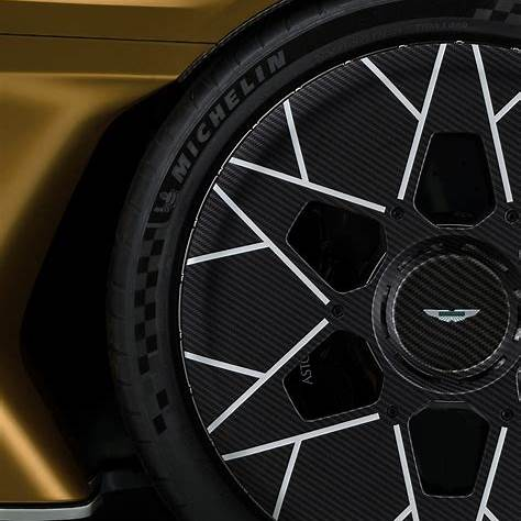 Close-up of Aston Martin Valiant wheel and aero cover