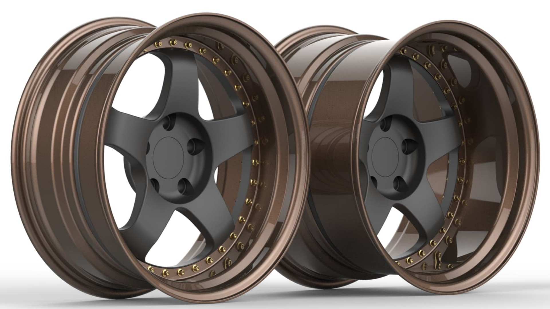 Bronze custom forged 3-piece wheel with deep lip by FLEXIFORGED
