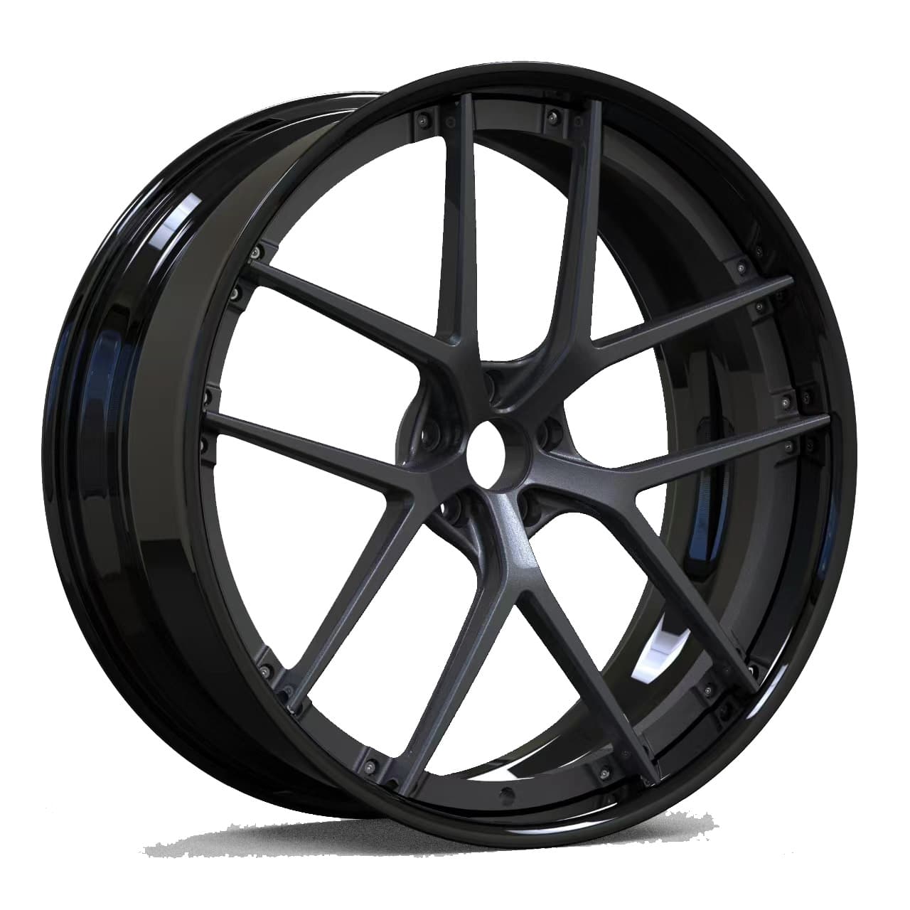 Gloss black lightweight forged 2-piece performance wheel by FLEXIFORGED