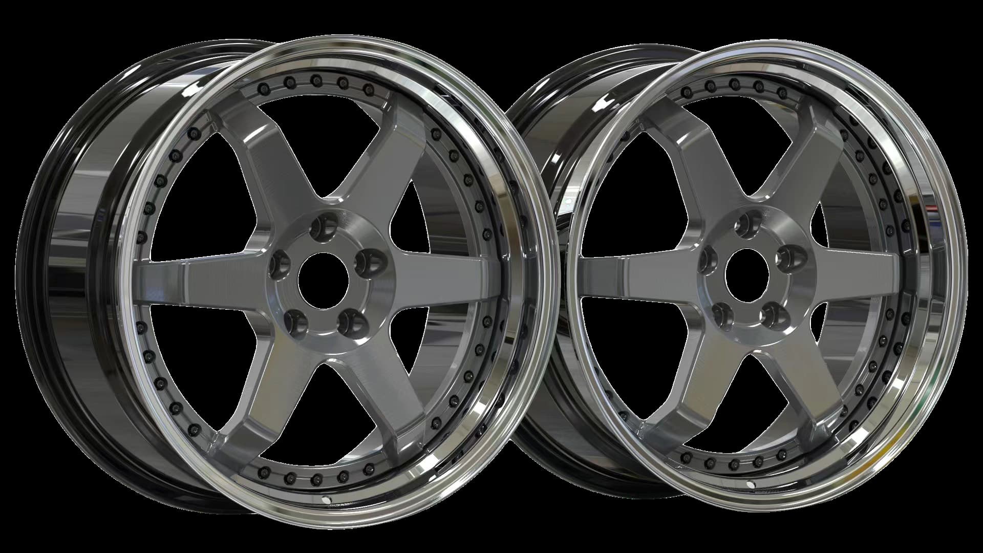 Gunmetal classic 5-spoke custom forged 3-piece wheel by FLEXIFORGED