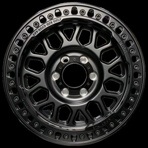 Matte black custom forged beadlock off-road wheel by FLEXIFORGED