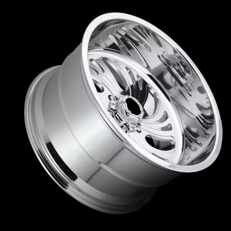 Polished lip on a custom forged deep dish wheel in 3-piece style by FLEXIFORGED