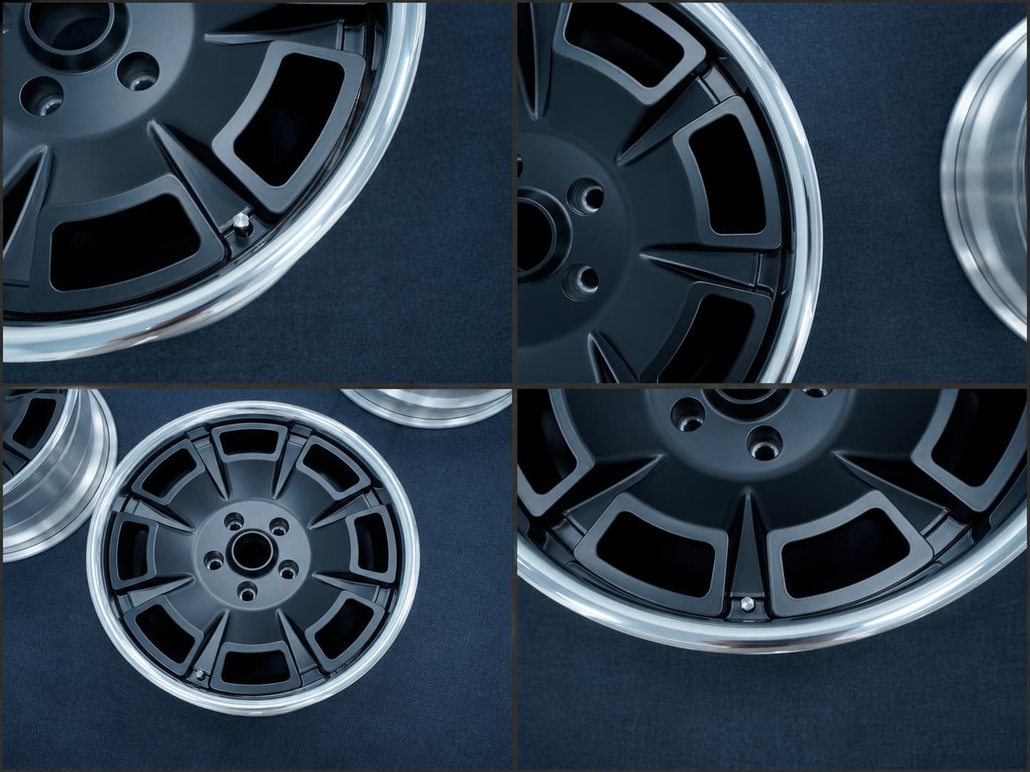 Custom two-tone forged wheel with polished lip and powder coated centre