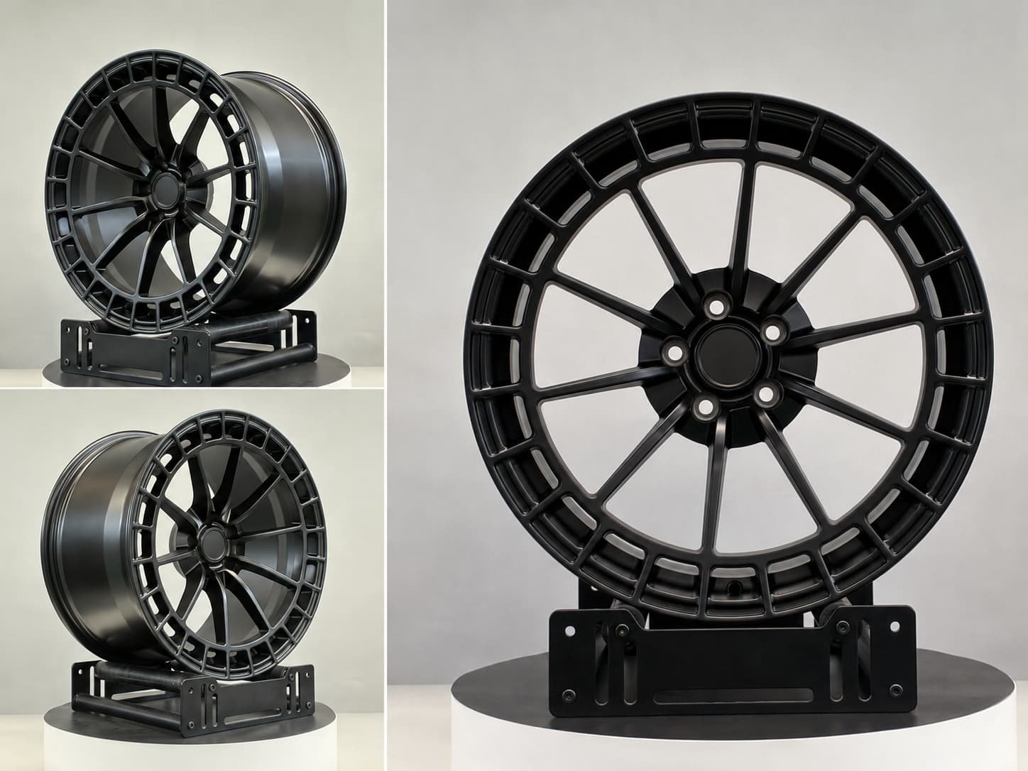 Satin black powder coated forged monoblock wheel by FLEXIFORGED