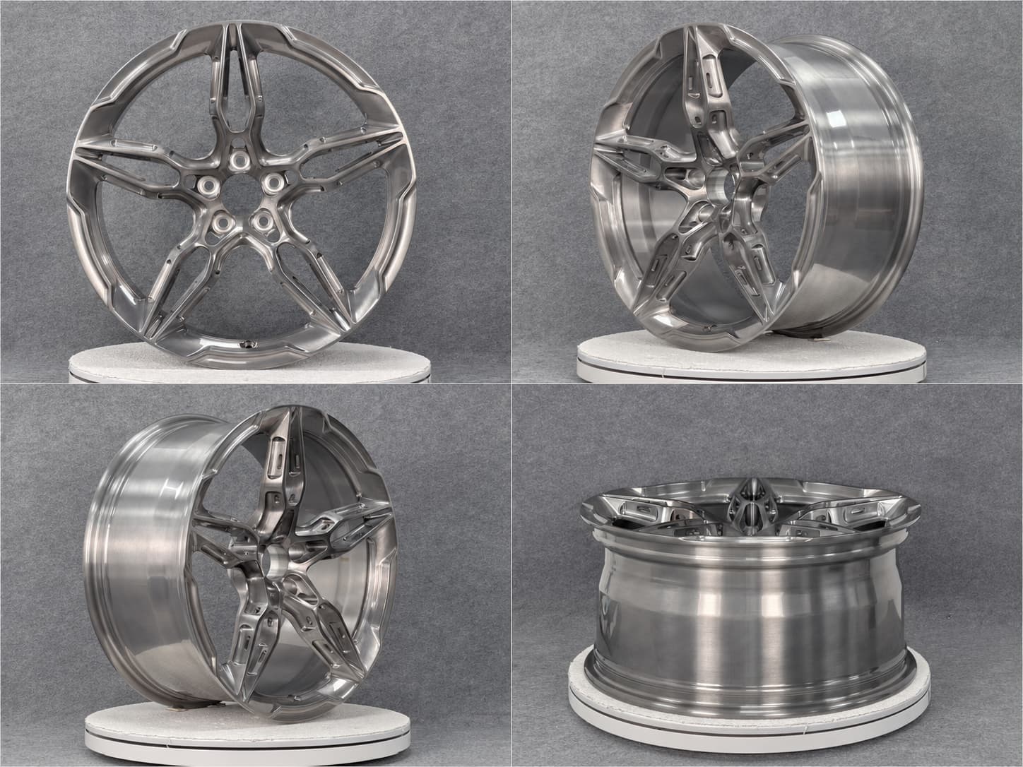 Hub face, bolt pattern and offset measurement points on a forged wheel