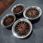 back side of 3-piece forged wheel showing machined barrel