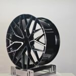 Gloss Black surface texture detail on forged aluminium wheel
