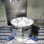 back side of 1PC Monoblock forged wheel showing machined barrel