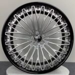 22x9 Gloss Silver Face with Gloss Black Rim forged wheel front view