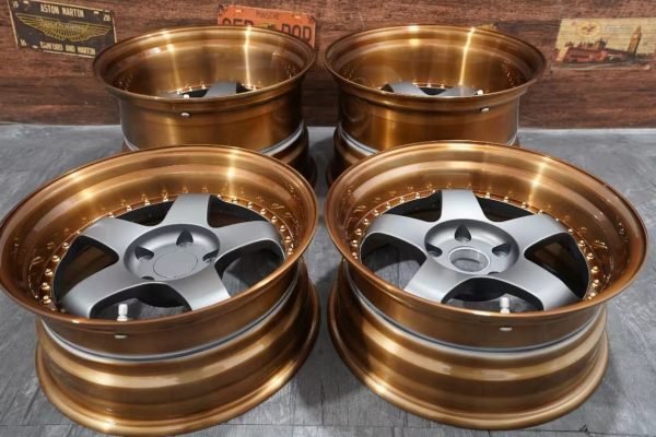 Bronze brushed forged wheels set for 2006 Porsche 977 sports car